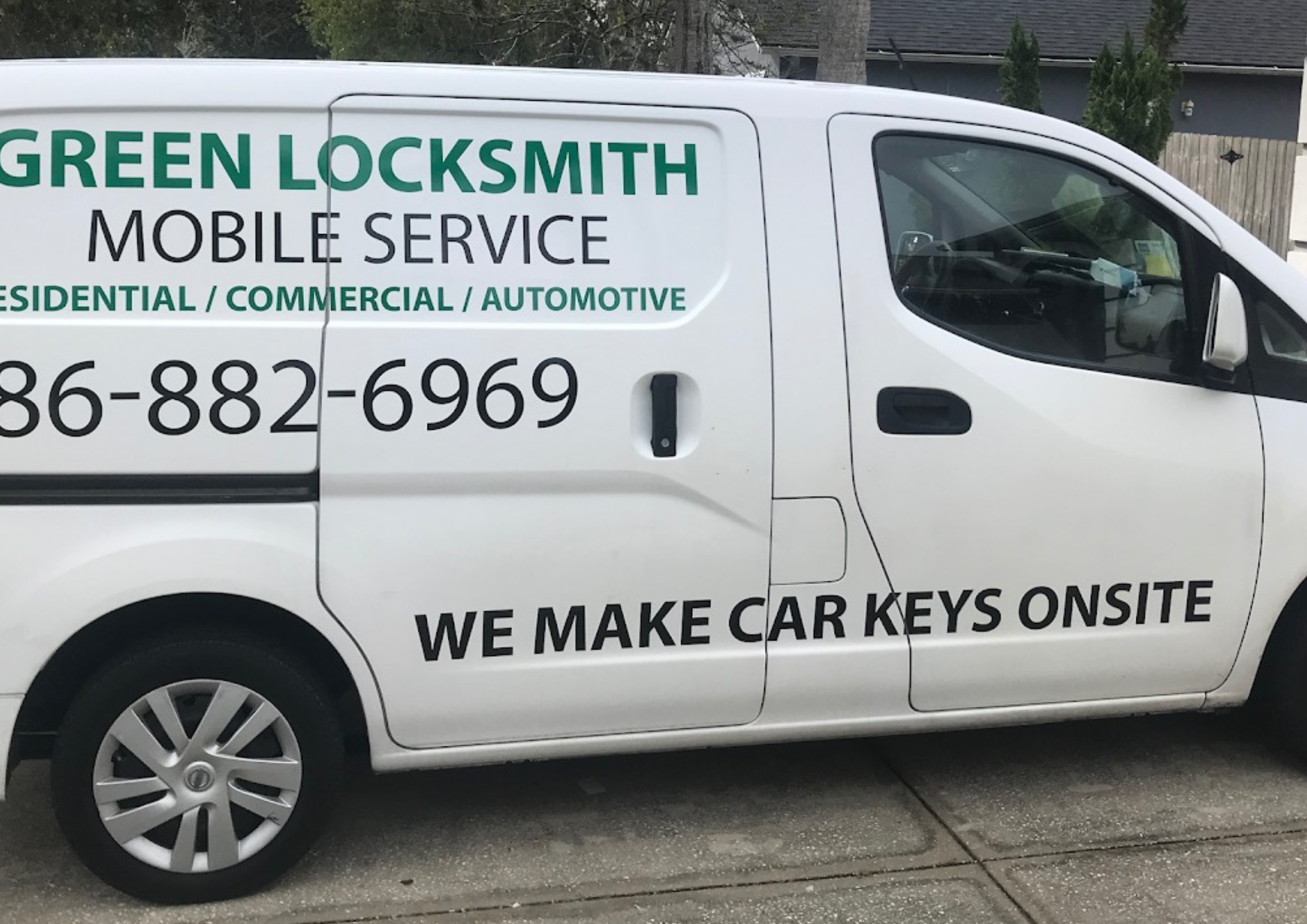 Green Locksmith fully-equipped van